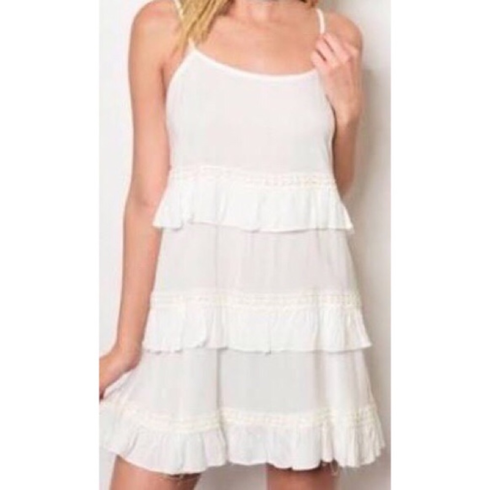 Ivory Lightweight Ruffled Sundress/Cover-Up, Sz. S